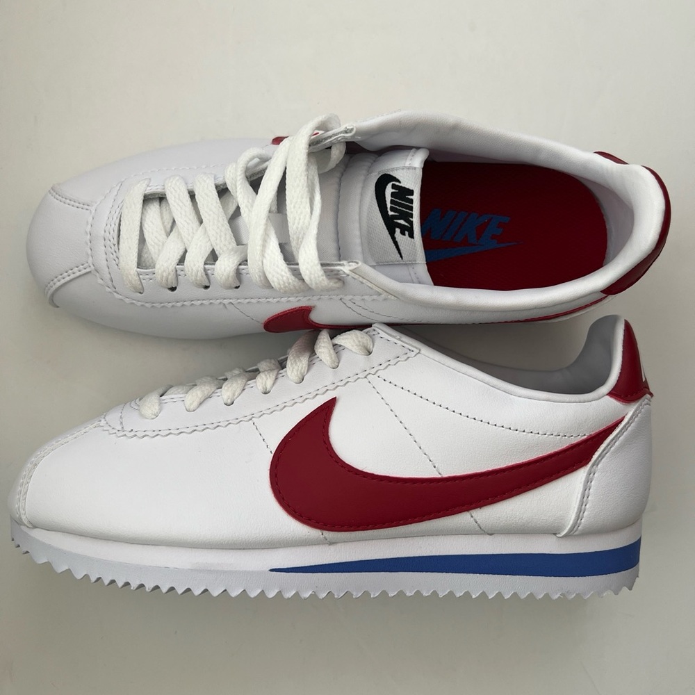 Nike Classic Original Cortez Leather Red White Blue Women's Sneakers Shoes 5.5